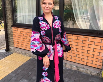 NEW EMBROIDERY! Lux Linen Embroidered Dress Ukrainian Vyshyvanka Dress Mexican dress Kaftan Abaya, Caftan  Boho style
