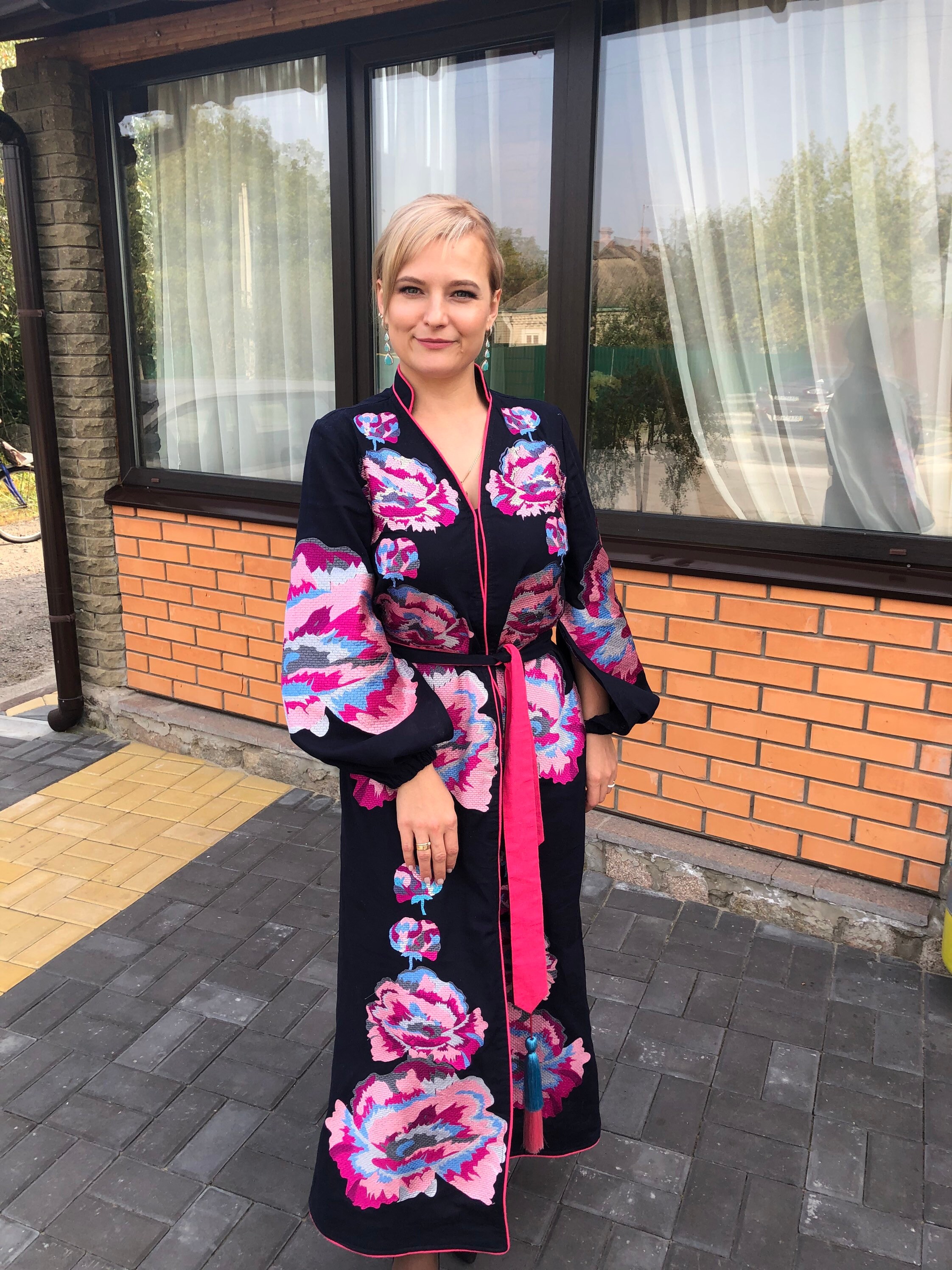 New Embroidery Lux Linen Embroidered Dress Ukrainian Vyshyvanka Mexican Dress Kaftan Abaya, Caftan Boho Style