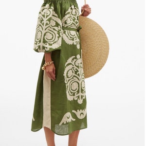 Olive Ukrainian embroidered dress with applique Plus size boho wedding kaftan Vyshyvanka Ukrainian embroidery Fashion bohemian, Ethnic dress