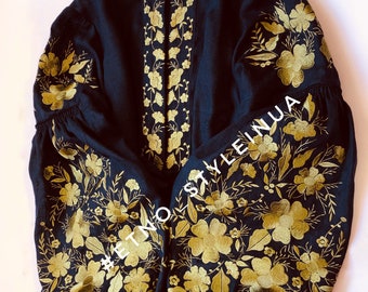 Beautiful!!! HOT PRICE! Dark blue Ukrainian embroidered linen vyshyvanka dress with gold embroidery / Mexican dress. Ukrainian dress Abaya