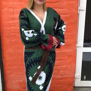 Negroni Ukrainian embroidered dress, Applique kaftan Vyshyvanka Ukrainian embroidery Mexican dress boho