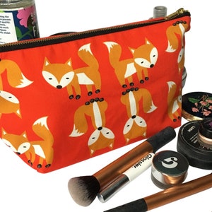 Fuchs Tasche, Echte nützliche Tasche, Federmäppchen, Waschtasche, Zip Pouch, Wet Bag, Schminktasche, Kulturbeutel, Bio Baumwolle,
