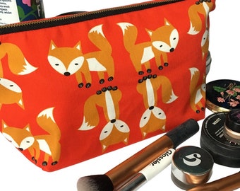 Bolsa impermeable con cremallera de algodón orgánico con estampado de zorros