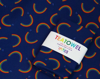 Rainbow Tea Towels, Rainbow Stripes or Scatter or choose a pair of Kitchen Towels,  organic cotton unpaper towel