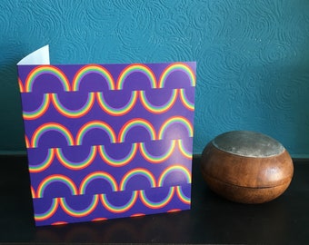 Rainbow Stripe Greetings Card, birthday card, blank card, thank you card, anniversary card, rainbow card, colourful card, colourful card