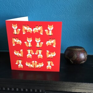 Carte de voeux renard, carte d'anniversaire, carte vierge, carte de remerciement, carte d'anniversaire, carte de badge, carte avec badge en bois en option