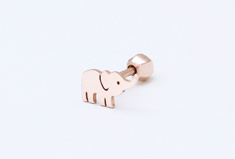 mini elephant 14K solid gold lobe outter conch helix piercing inner conch