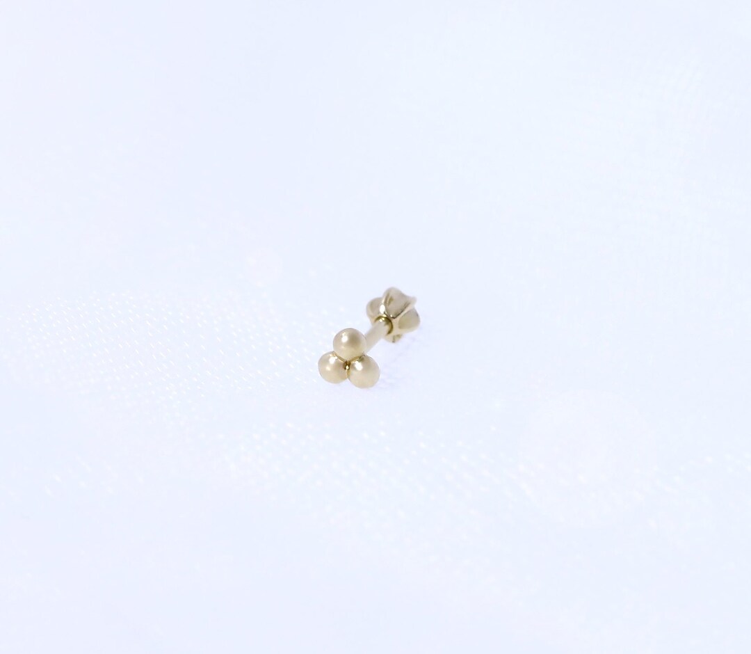 Mini Ball Triangle Shaped 14K Solid Gold Lobe, Inner Conch, Outter ...
