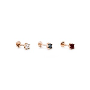 cubic zirconia black, ruby colored 14K solid rose gold Tragus labret piercing (earring)