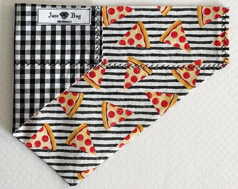 Pizza Print. Reversible Over the Collar Dog Bandana. Personalized Pet Bandana. For Dogs. Whimsical Dog Bandana. Gift for Dogs. Gift for Cats