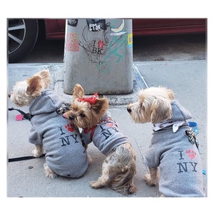 I Heart NY Dog Hoodie. NYC Dog Hoodie with Slot for Leash. I Love NY Dog Hoodie. Cozy Dog Hoodie. Gift for Dogs.  Dog Gift for Pet Owners.