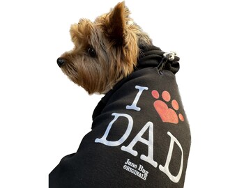 I Love Dad Pet Hoodie. Gift for Dog Dads. Gift for Pet Owners. Cozy Dog Hoodie. Slot for leash. I Heart Dad Dog Hoodie. For Dogs. For Cats.