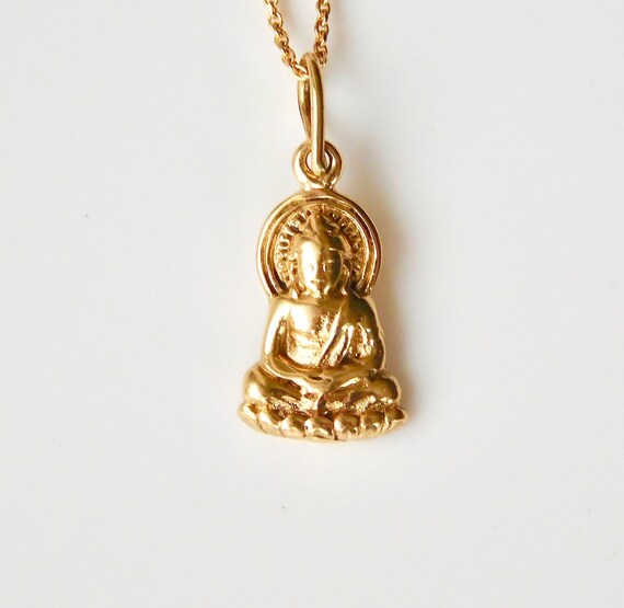 14k Solid Gold Buddha Pendant