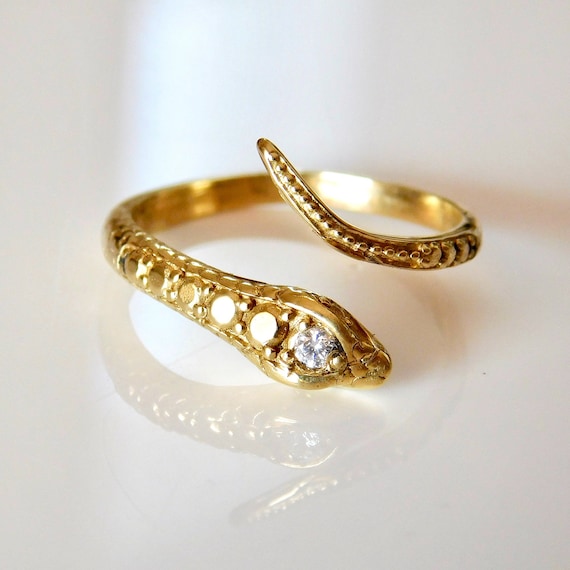 Bague serpent en or 18 carats diamant - Etsy France