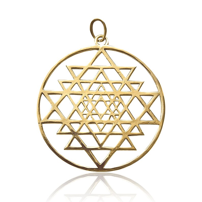 Sri Yantra 14k Solid Gold Pendant Mystical Symbol Image 0