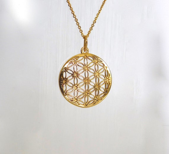 14k Gold Flower Of Life Pendant Mystic Jewelry Sacred - Gold Flower Of Life Pendant 14k Gold Flower Of Life Pendant Mystic Jewelry Sacred - Gold Flower Of Life Pendant