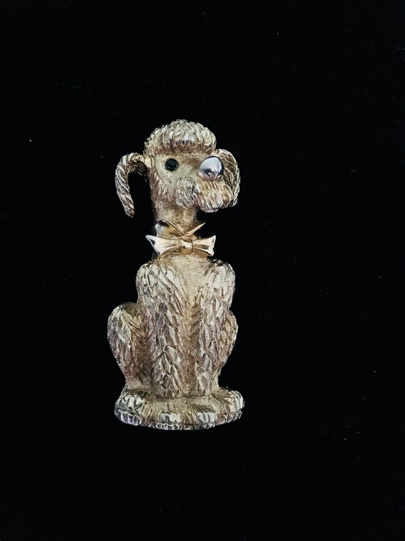 Signed Boucher Poodle Pin Gold Tone 1960’s Vintage - image 1