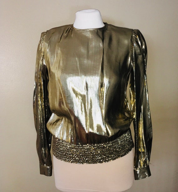 1980's Lloyd Williams gold metallic longsleeve blo