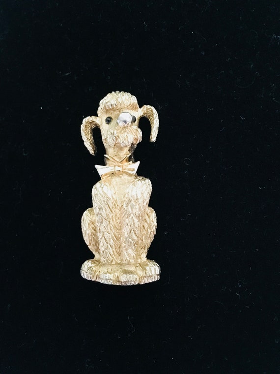 Signed Boucher Poodle Pin Gold Tone 1960’s Vintage - image 2