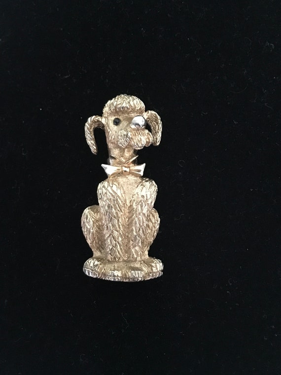 Signed Boucher Poodle Pin Gold Tone 1960’s Vintage - image 3