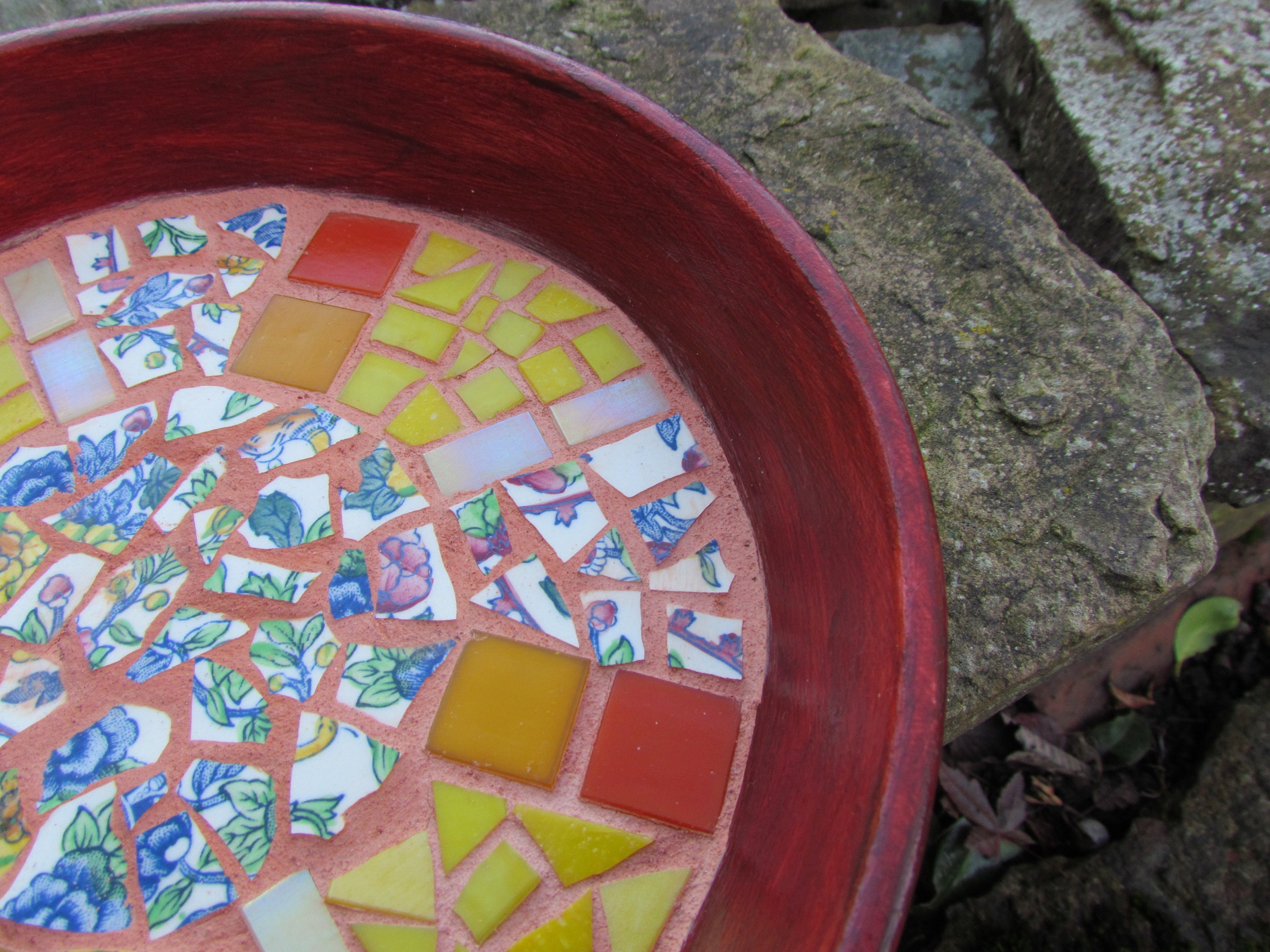 Mosaic Bird Bath Hand Crafted Garden Decoration With Etsy