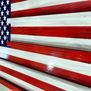 AMERICAN FLAG / Challenge Coin Display Flag Optional / Wood Flag, United States Flag, Display Flag Option