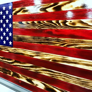 RUSTIC AMERICAN FLAG, Challenge Flag Optional, U.S. Wood Flag