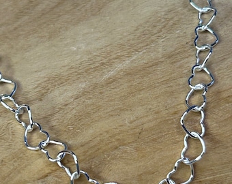 Sterling Silver Heart Link Bracelet - Dainty 925 Silver - 7.5 Inch