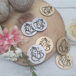 Wooden Ganesh Magnets, Ganesh Murti Gift, Handpainted