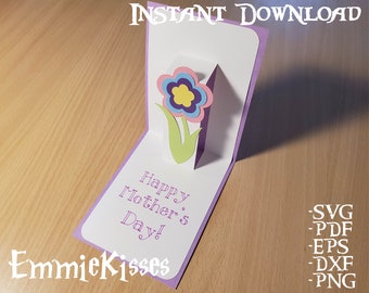 Mother's Day 3D Pop-up Flower Card SVG Cutting File - Instant Download