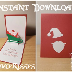 Santa's Slee - 3D Pop-up kerstkaart SVG Cutting File - Instant Download