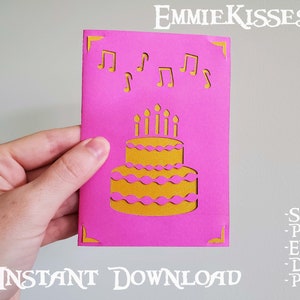 Birthday Cake Card SVG DXF Cutting File - Instant Download
