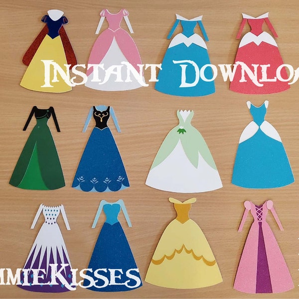 Princess Dress Silhouette Bundle - SVG DXF