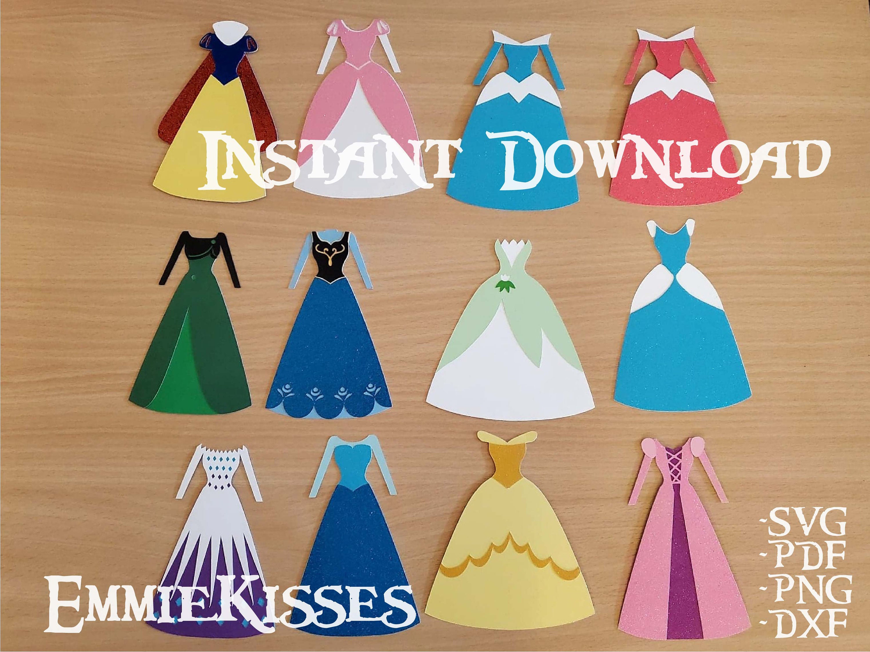 Princess Dress Silhouette Bundle SVG DXF  Etsy