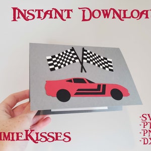 Race Car Card SVG Cutting File - Téléchargement instantané
