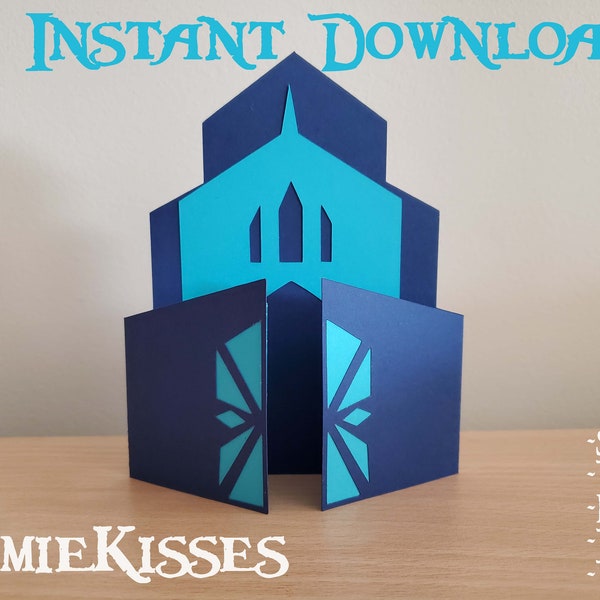 3D Ice Castle Inspired Card SVG Cutting File - Instant Download