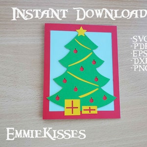 Archivo de corte SVG de tarjeta de árbol de Navidad - Descarga instantánea