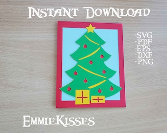 File di taglio SVG della scheda dell'albero di Natale - Download istantaneo