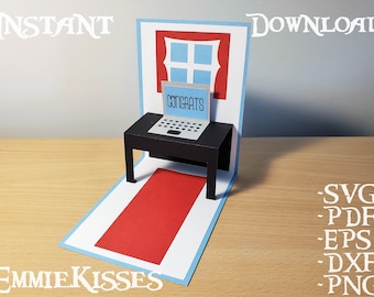3D Pop-up Desk Card Graduation - Instant Download