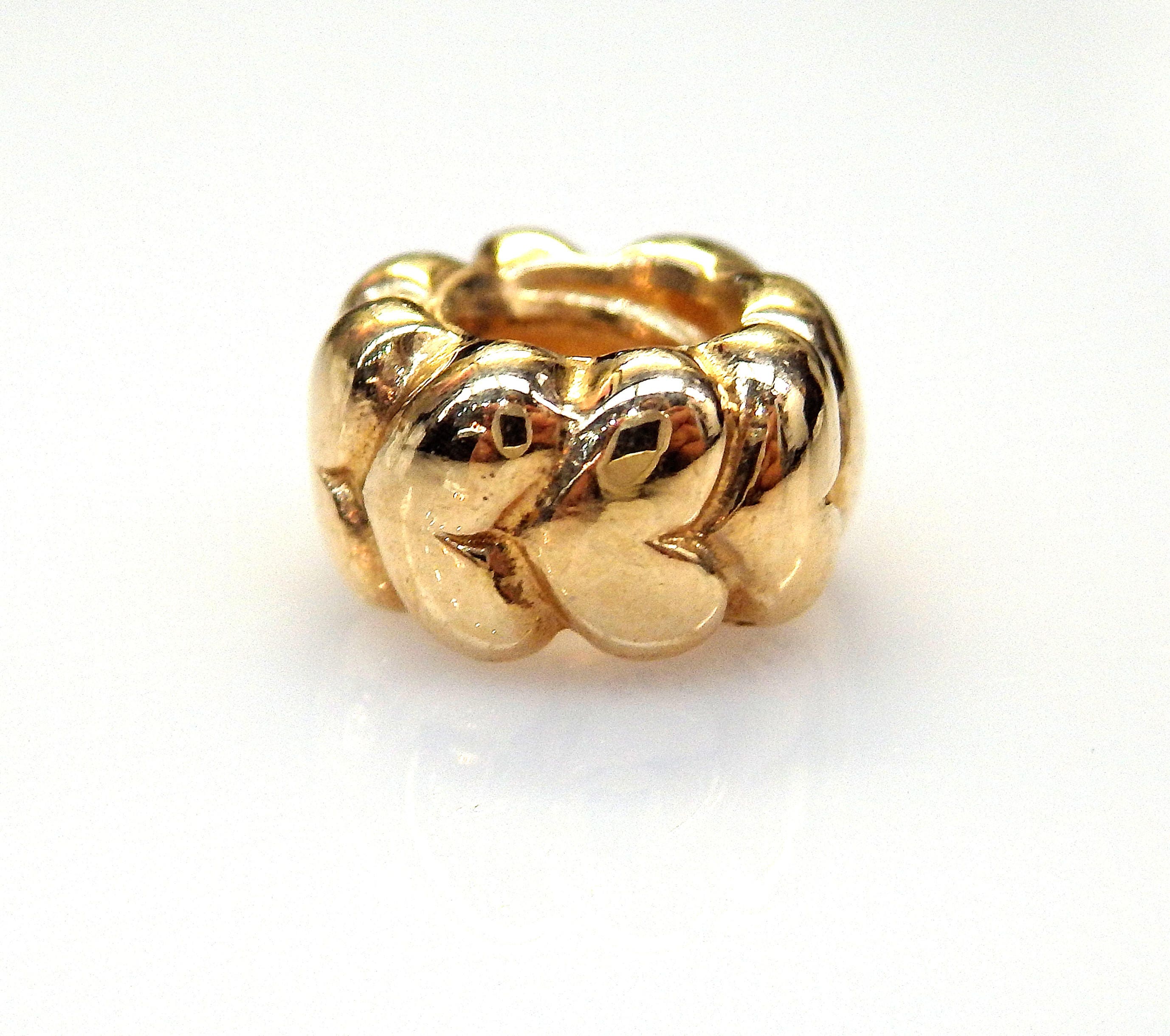 Authentic Pandora 14k Gold Big Hearts Charm 750201 Brand New