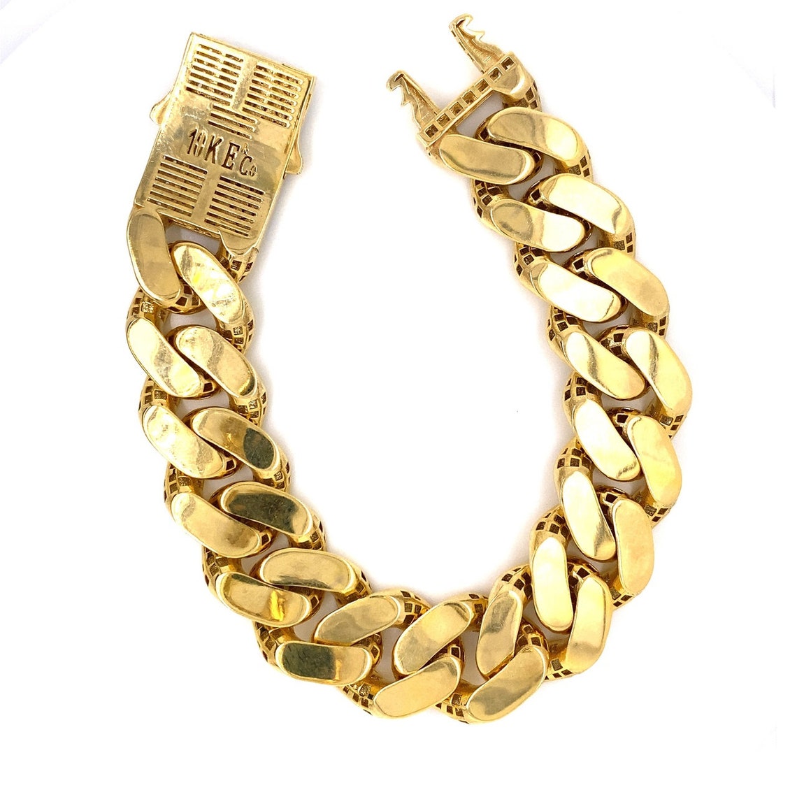 10K Yellow Gold Hollow Monaco Link Bracelet 40.5grams Etsy