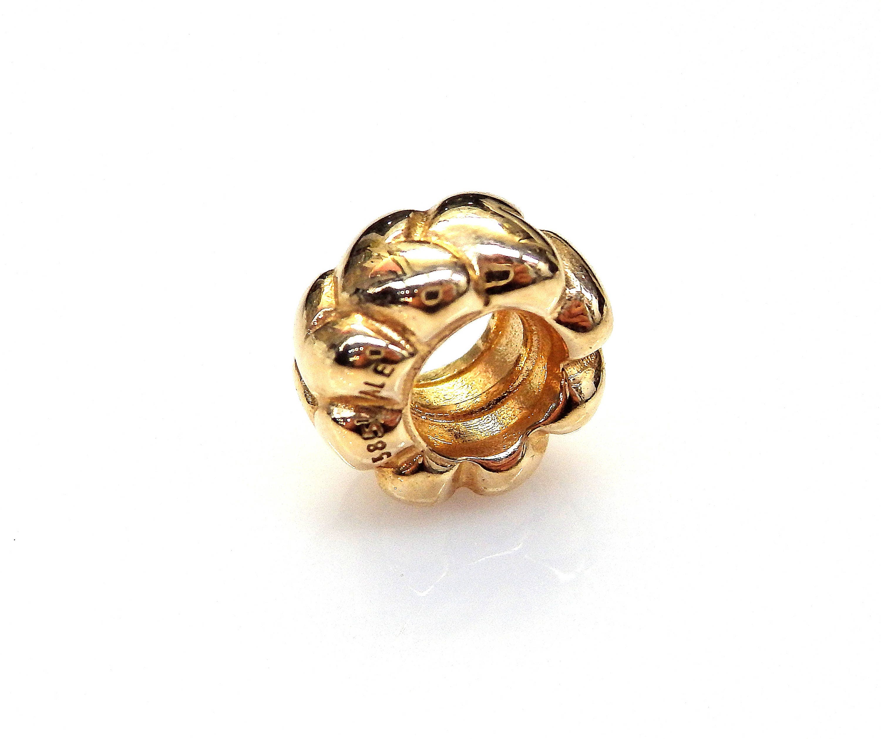 Authentic Pandora 14k Gold Big Hearts Charm 750201 Brand New