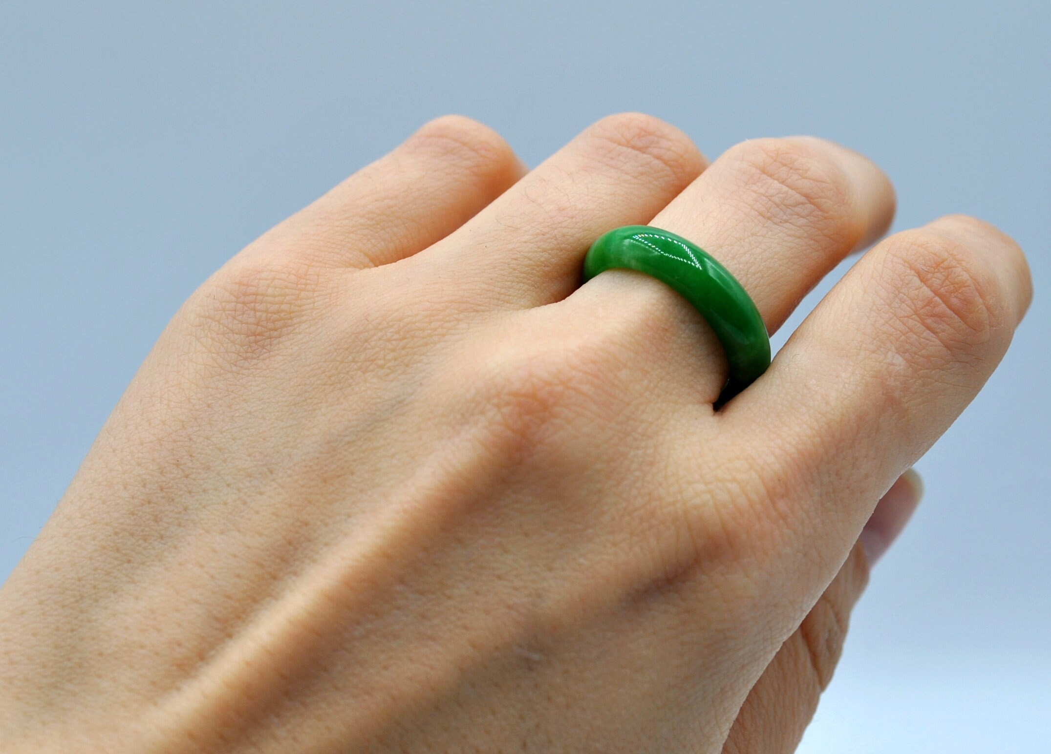 Authentic Chinese Authentic Green Jade Ring (5mm) (Discover the POWERS