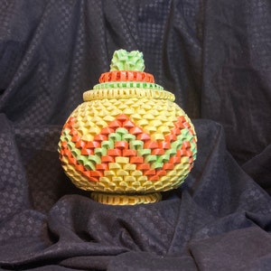 OOAK 3D Origami Lidded Jar - Ready To Ship Handmade Gift