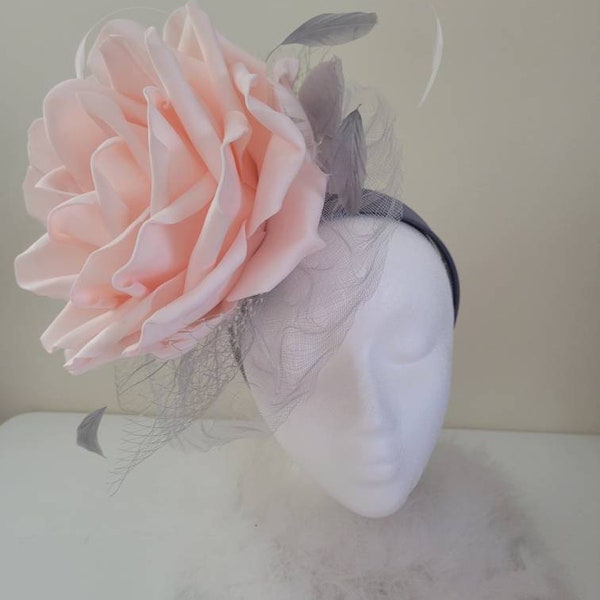 Light pink rose fascinator