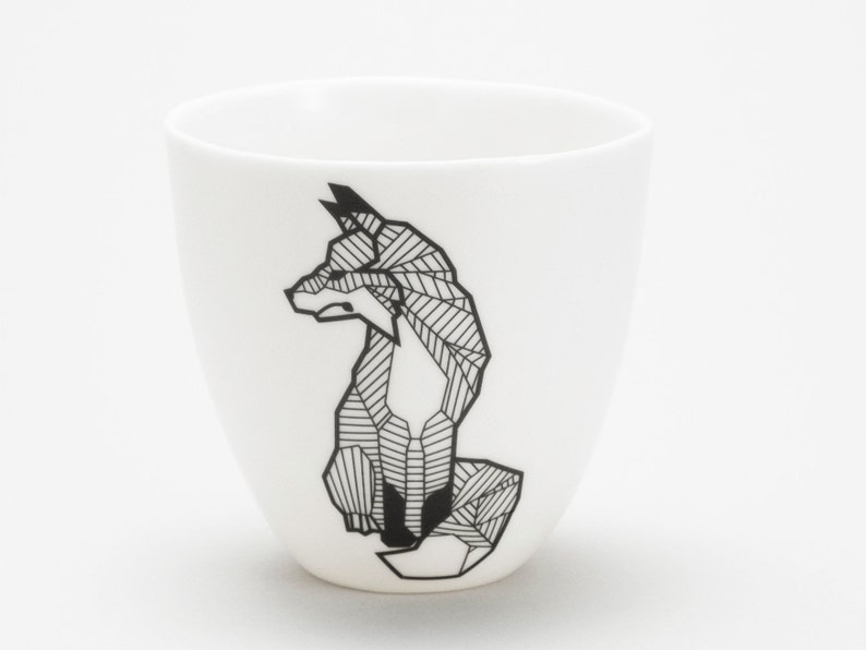 Black Lines Fox Geometric Tattoo Coffee Lovers Beaker White Etsy