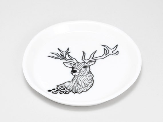 Handmade Deer Minimal Tattoo Design Ceramic Dinnerware Small Etsy