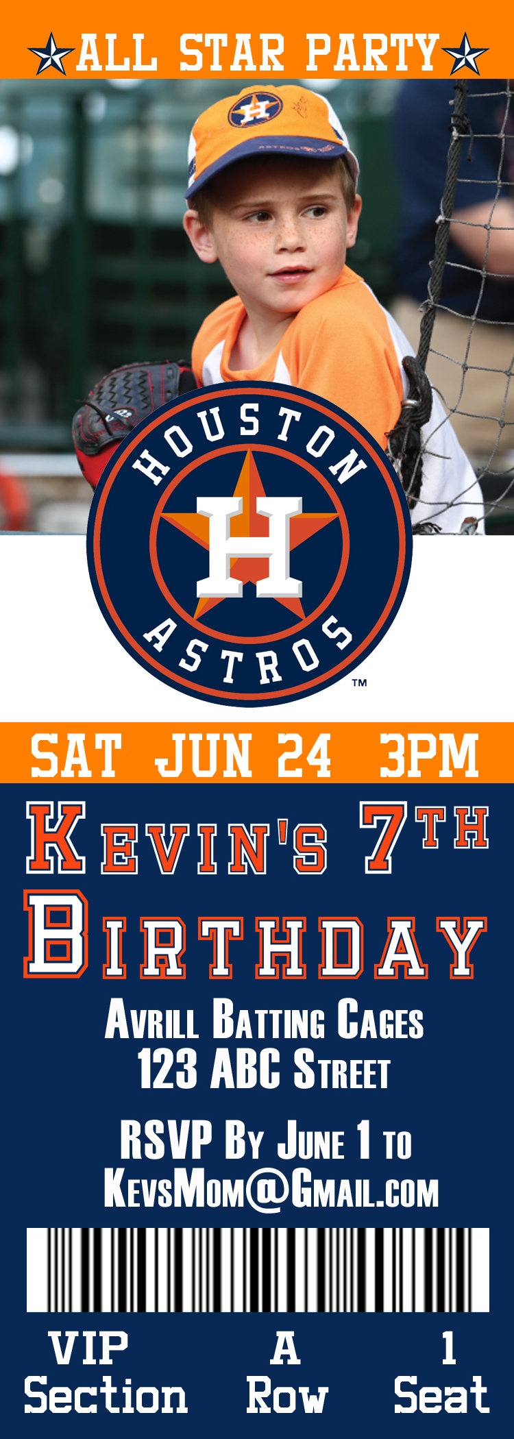 Houston Astros Birthday Ticket Invitation Etsy