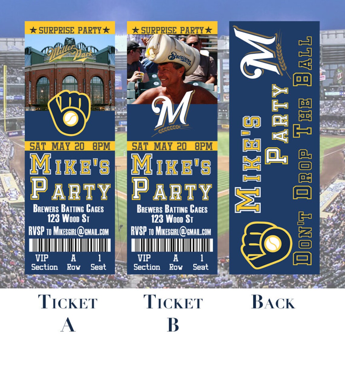 Milwaukee Brewers Ticket Invitation Etsy