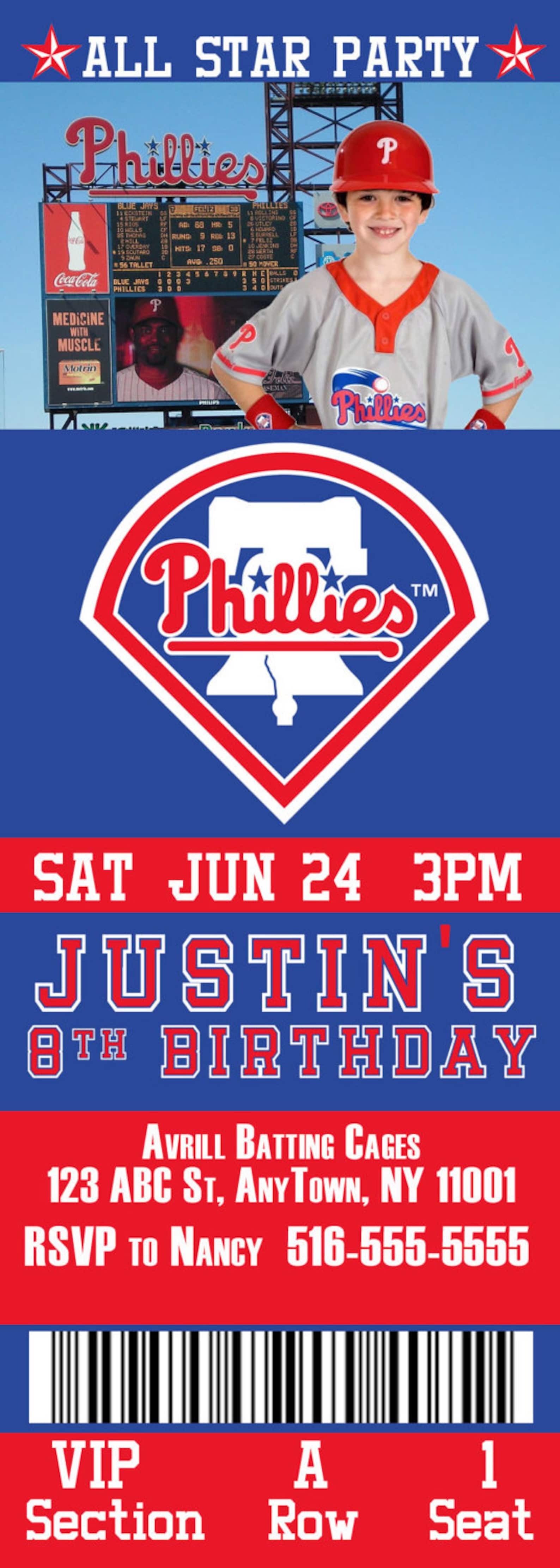 Philadelphia Phillies Birthday Ticket Invitation Etsy